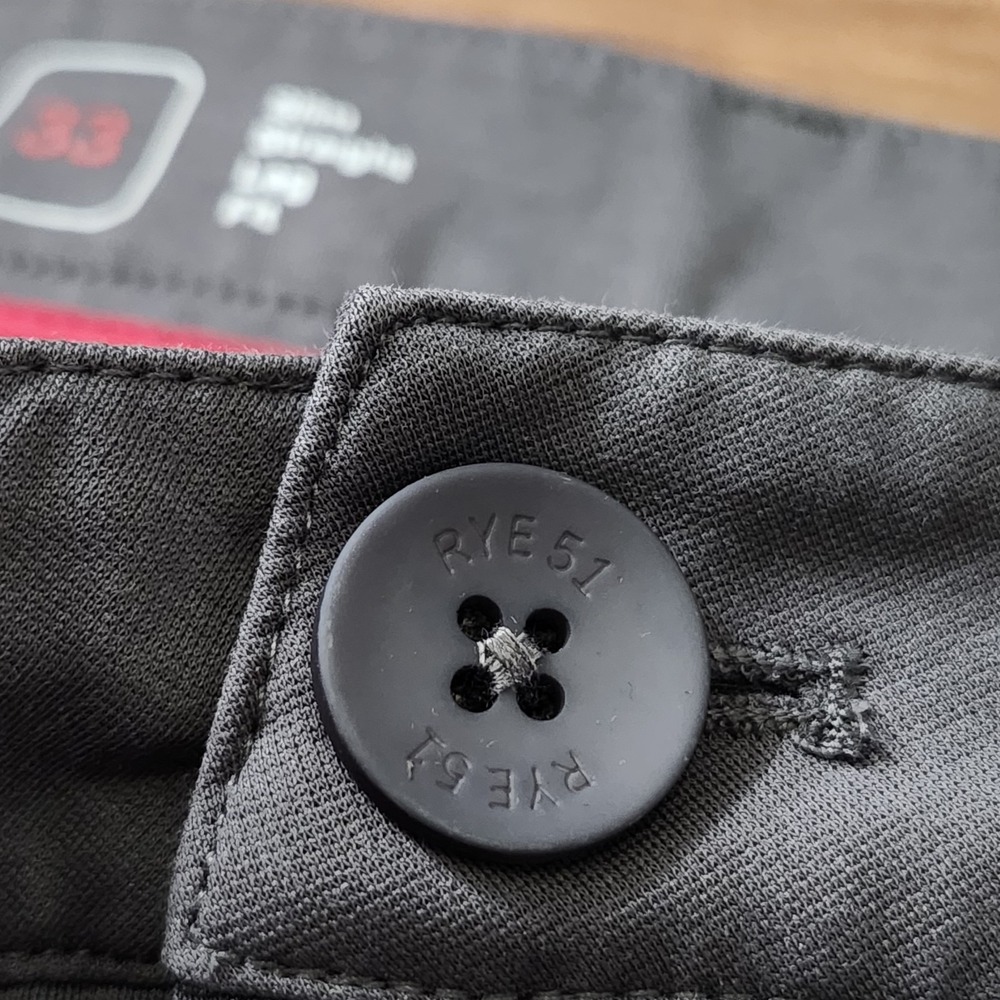 Rye 51 Voyager Chino Pants 33x31 Gray Tech Performance Lightweight 5 Pocket Euc - Picture 10 of 16